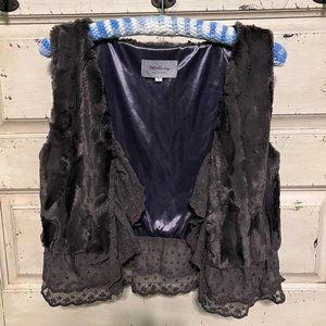 MELADY  Charcoal Grey Faux Fur Open Vest Size L